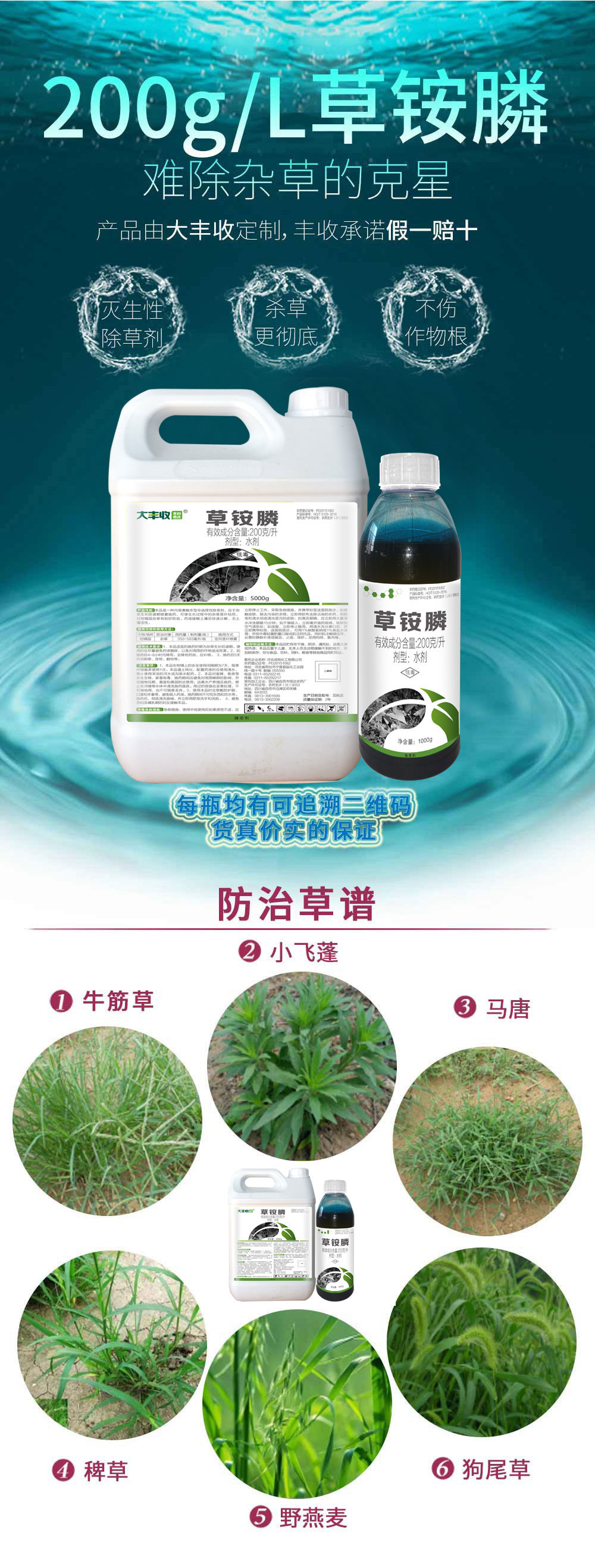 【丰创惠选】200克/升草铵膦水剂1kg